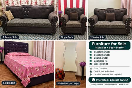 1 bed with sofa set