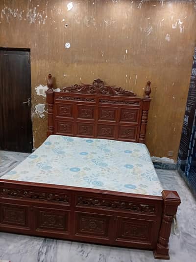 King Size Chinioti Wooden Bed with 2 Side Tables