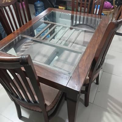 4 chairs wooden dining table