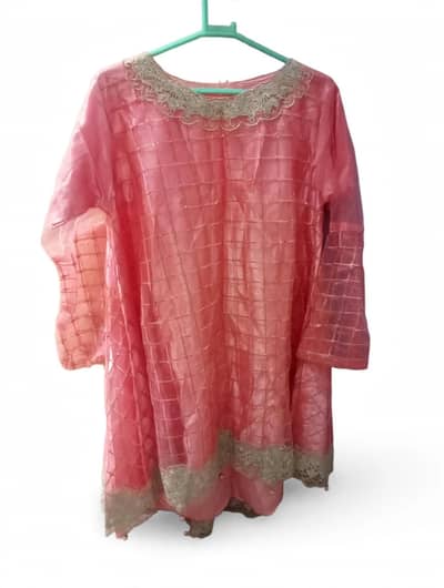Pink Peach Party Wear 3 Piece - Size M - Excellent Condition - 4000