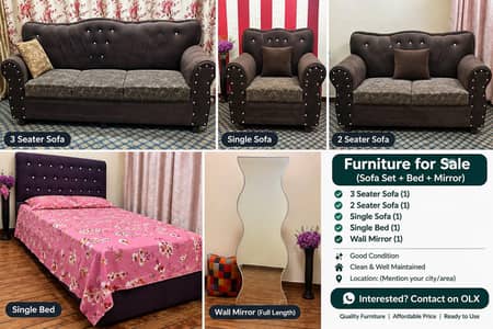 1 bed with sofa set