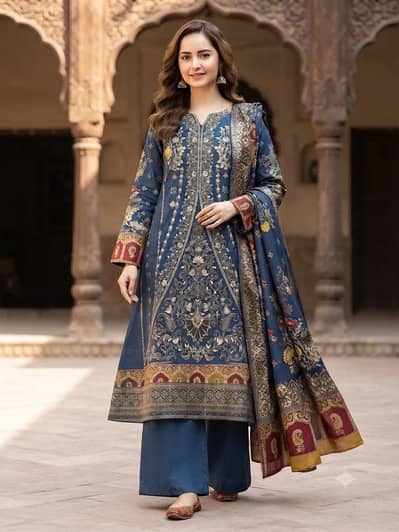 New Embroieded Unstiched Khaddar Suit