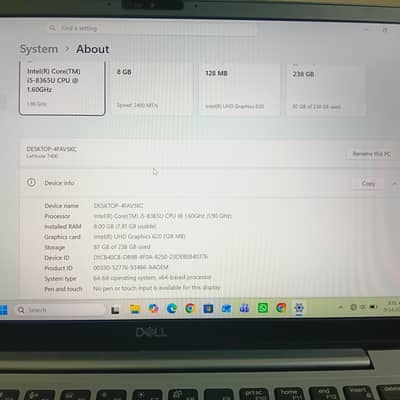 Dell Latitude 7400 | core i5 8th gen | 8GB ram | 256 SSD