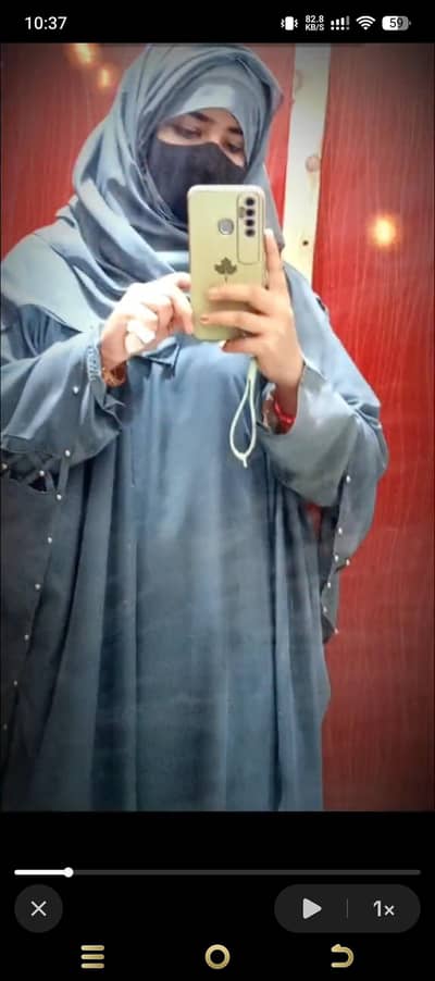 soft chifone light weighted double layerd gry abaya