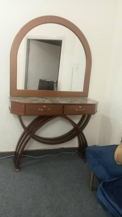 wooden console with mirror