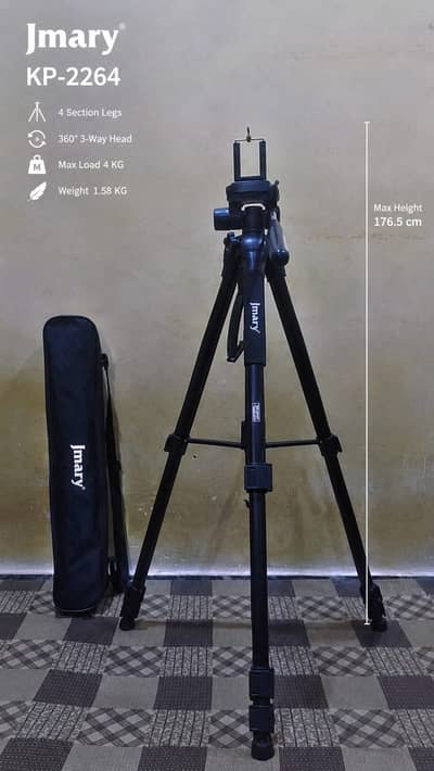Jmary KP-2264 Professional Tripod 176.5cm | Almost New | 4kg Load