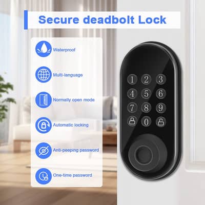 Smart Galss Door Lock I Dead Bolt Lock I AI Face Detection Door Lock