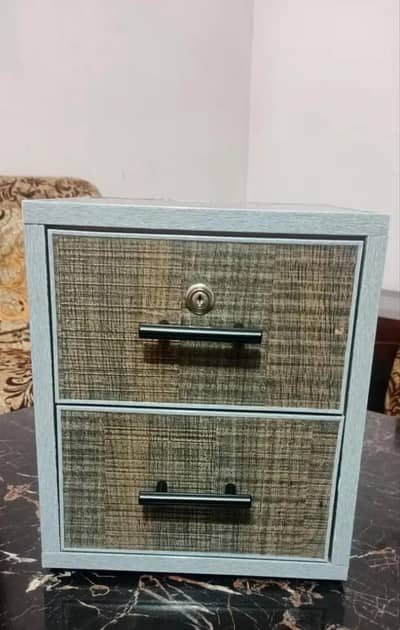 Mini wooden Side table /2 drawers/lock/ premium finishing.