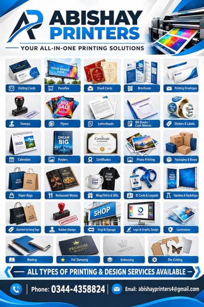 All types of printing services are available in  reasonable prices