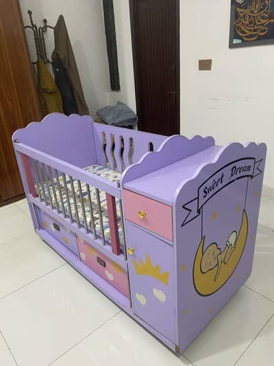 Purple colour kids baby bed for sale