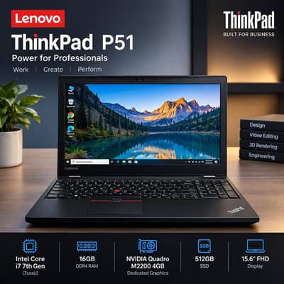 Lenovo P51 | i7 7th Gen | 16GB RAM |GB Card 4GB | 512GB SSD