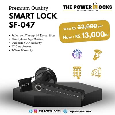 Digital Door Lock SF-047 Fingerprint, PIN, RFID & Mobile App | Keyless
