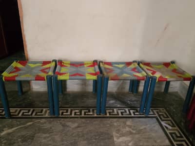 4 Charpai Stool Peedha Set For Sale - 1300 Per Piece - Good Condition