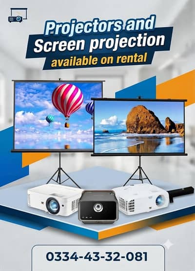Projector and screen available on rent