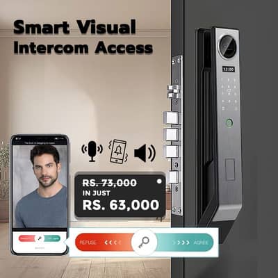 AI Face Detection Door Lock With Video Door Bell Fully Keyless Securit