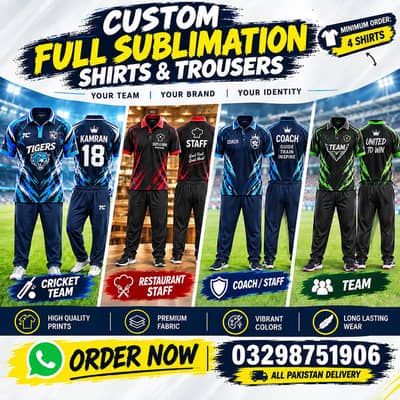 Custom Full Sublimation Shirts & Trousers | Minimum Order 4