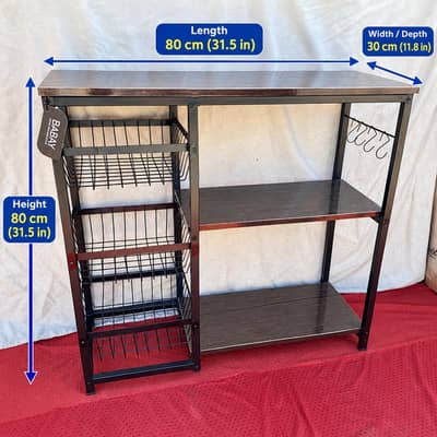 Iron Oven Rack 80x80cm with Baskets & Hooks