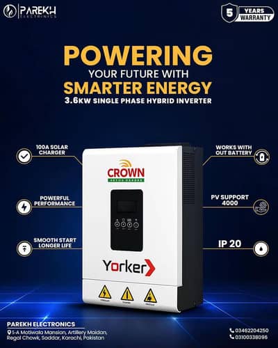 Crown Yorker 3.6kw solar inverter brand new hybrid