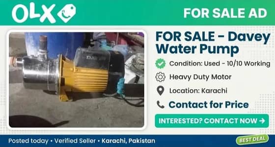 1 HP Davey Water Pump - Stainless steel - Full pressure