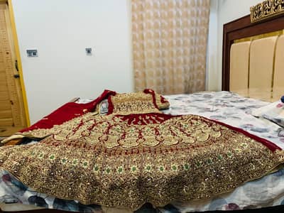 Red Bridal Lehenga Heavy Golden Work