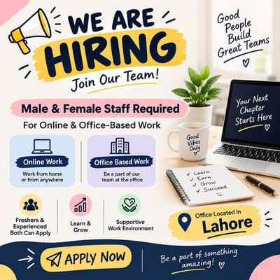 we are hiring male and female staff for office base and online base