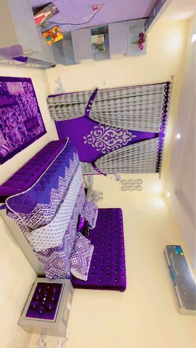 Complete Room Furniture with Curtains Set and LED Rack