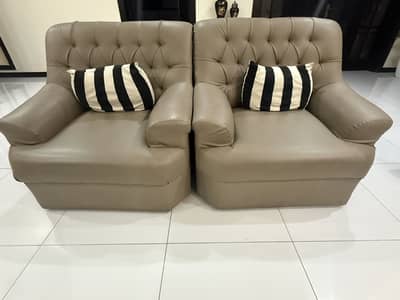 Grey 5 Seater Leather Sofa Set