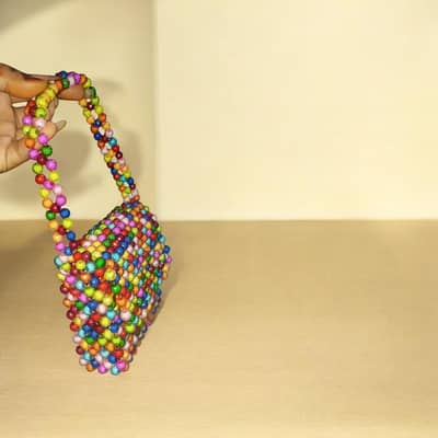 Multicolour Handmade Beaded Mini Handbag / Purse