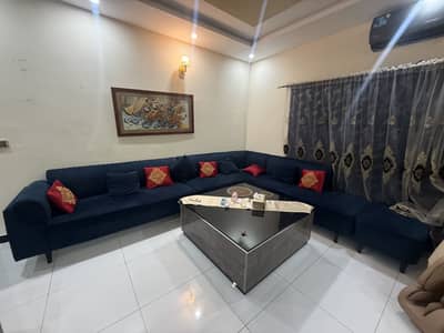 10 Seater Blue Velvet L Shape Sofa