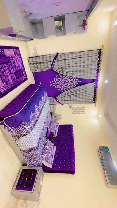 Complete Room Furniture with Curtains Set and LED Rack