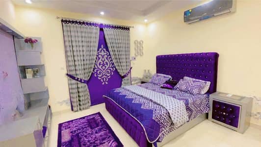 Fully Poshished Bed, Side tables, Dressing,Curtains, LED Rack