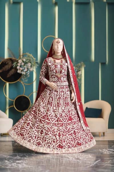 Heavy Pearl-Embellished Designer Bridal Lehenga