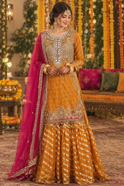 Mehndi garara heavy 3 pcs set