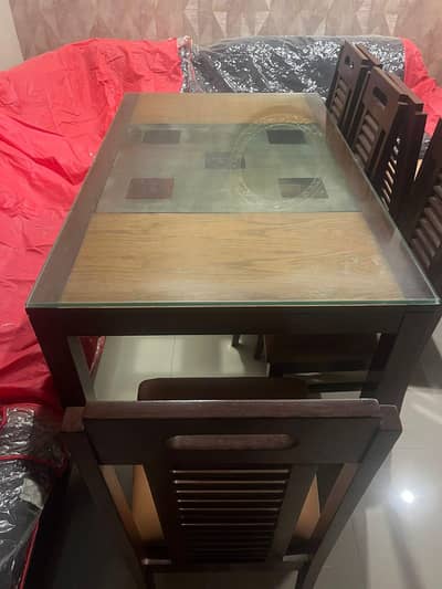 Wooden Dining Table Set with 6 chairs