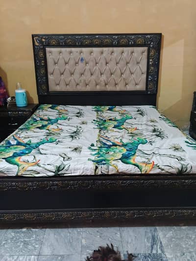 black color furniture bed and dressing
