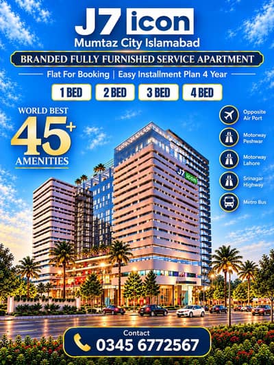 MUMTAZ CITY J7 iCon Fully Furnished Service Apartment 1 BED 2 BED 3 BED Easy Installment 25% DownPayment 75% Installment