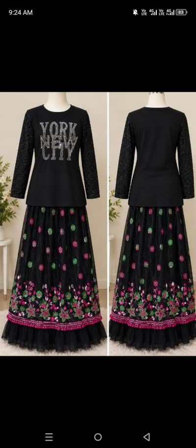 Black shirt and skirt 2 piece