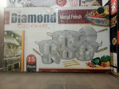Diamond Cookware 15 Pcs Metal Finish Set – Brand New Unopened Box