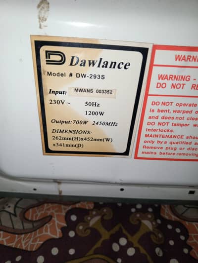 Dawlance microwave oven DW-293S
