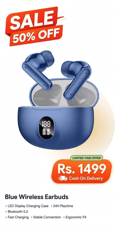 Gaming Earbuds 40MS Low Latency - LED Display - 3 Colors - Rs. 1499