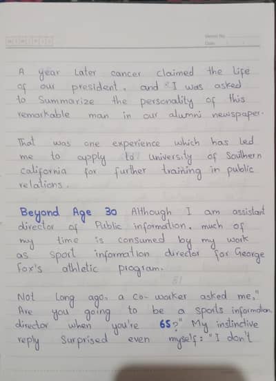 Handwritten assignment
