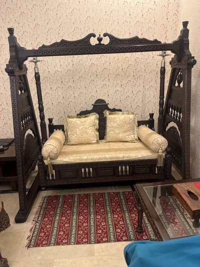 Antique Carved Wooden Sofa | Royal Vintage Jhoola Style