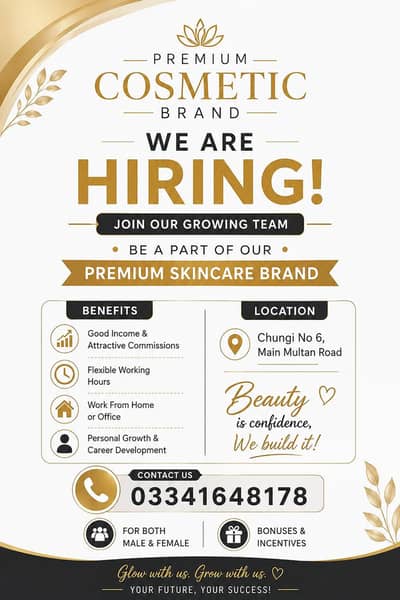 Male Female both can apply for my cosmetics Brand