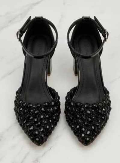 Black embellished sendals