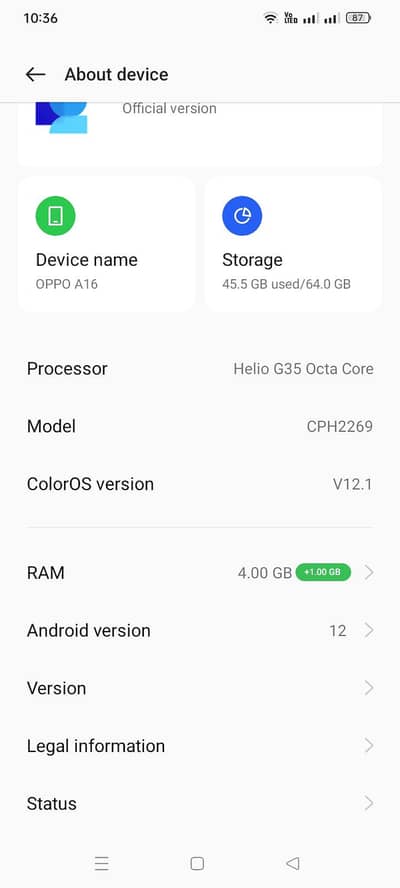 OPPO A16 4/64 ,03428400120