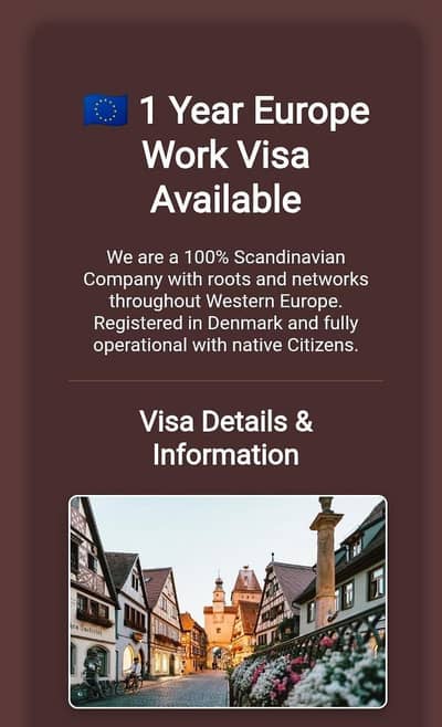1 Year Extendable Work Visa Available
