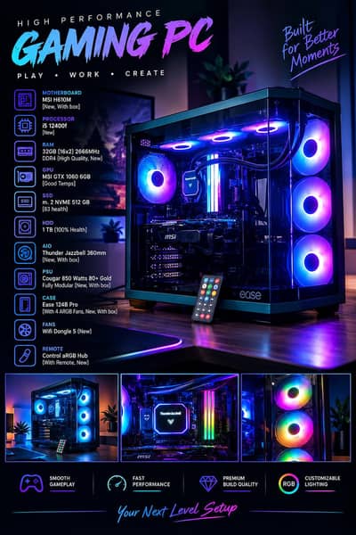 Gaming PC | 12th Gen | i5 12400f | 32GB RAM | GTX 1060