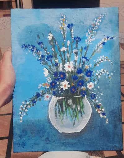 Handmade Floral Acrylic Painting on Canvas