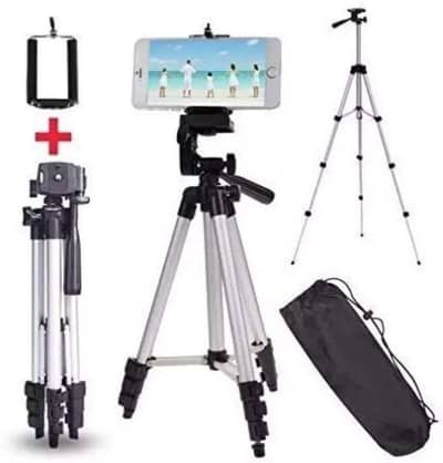 Adjustable Mobile Tripod Stand with Phone Clip & Carry Bag