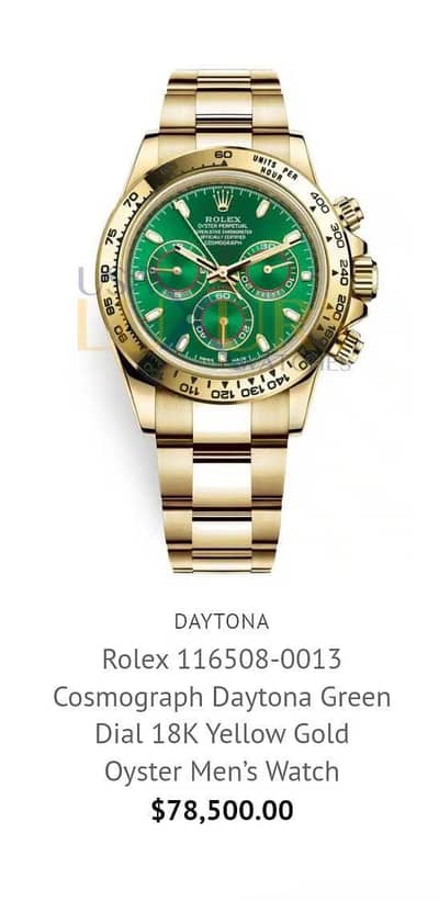 Men's Luxury Chronograph Watch | Green Dial | Gold Finish